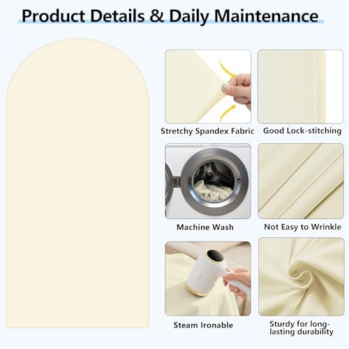 Stretchy Arch Backdrop Cover, Beige, 7.2ft, 6ft, Set of 2 in Beige, alternate view 5