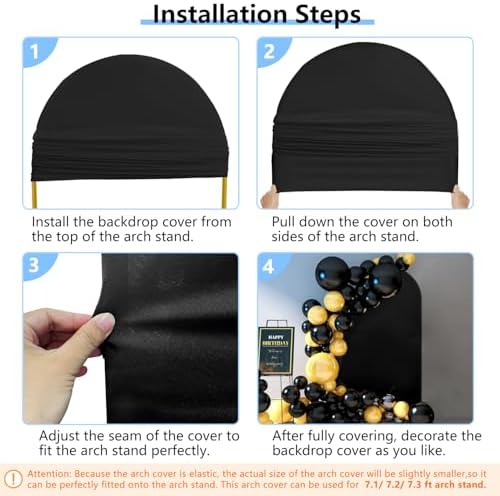 Stretchy Arch Backdrop Cover, Black, 7.2 ft in 7.2x4 ft (HxW) in Black, alternate view 6