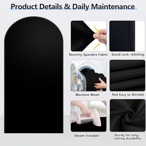 Stretchy Arch Backdrop Cover, Black, 7.2ft, 6ft, Set of 2 in Black, alternate view 4