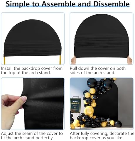 Stretchy Arch Backdrop Cover, Black, 7.2ft, 6ft, Set of 2 in Black, alternate view 7