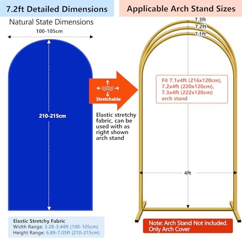 Stretchy Arch Backdrop Cover, Royal Blue, 7.2ft, Wrinkle Free in 7.2x4 ft (HxW) in Royal Blue, alternate view 2