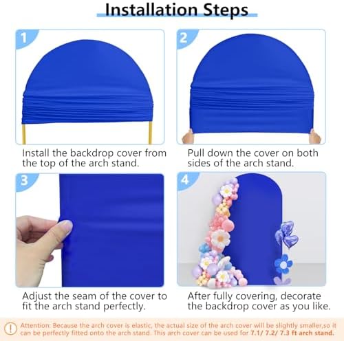 Stretchy Arch Backdrop Cover, Royal Blue, 7.2ft, Wrinkle Free in 7.2x4 ft (HxW) in Royal Blue, alternate view 6