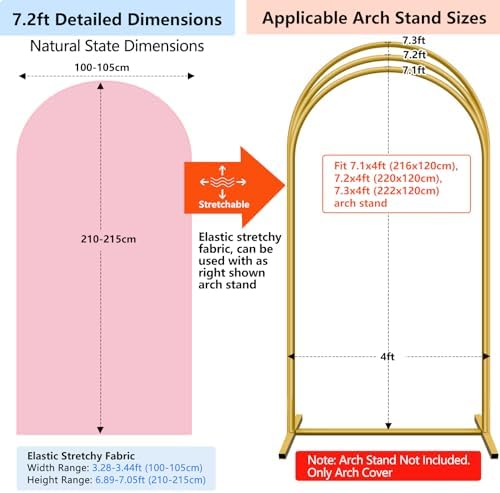 Stretchy Arch Backdrop Cover Set, Pink, 7.2ft and 6ft in Pink, alternate view 2