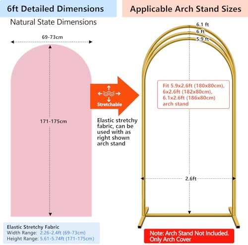 Stretchy Arch Backdrop Cover Set, Pink, 7.2ft and 6ft in Pink, alternate view 3