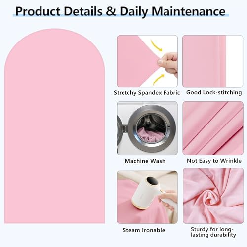 Stretchy Arch Backdrop Cover Set, Pink, 7.2ft and 6ft in Pink, alternate view 6