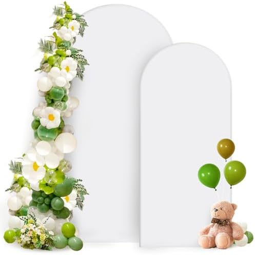 Stretchy Arch Backdrop Cover Set, White, 7.2ft, 6ft, Set of 2 in White