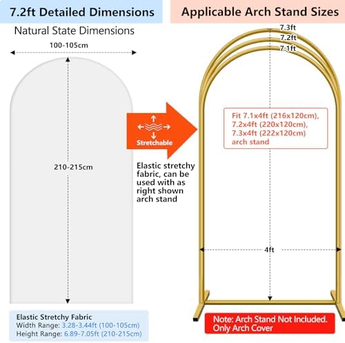 Stretchy Arch Backdrop Cover Set, White, 7.2ft, 6ft, Set of 2 in White, alternate view 2