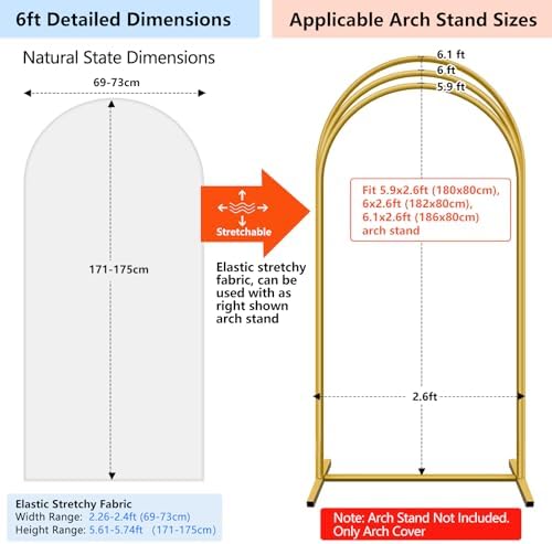 Stretchy Arch Backdrop Cover, White, 6ft in 6x2.6 ft (HxW) in White, alternate view 2
