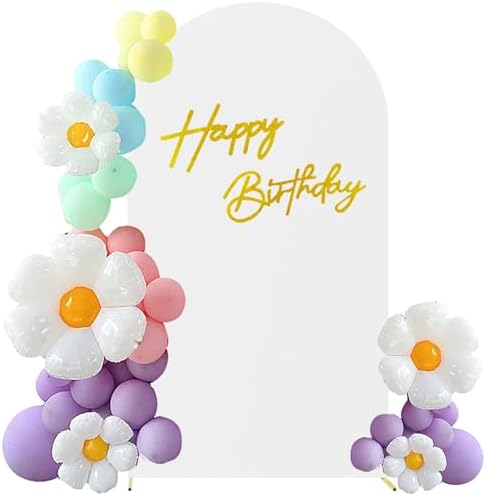 Stretchy Arch Backdrop Cover with Birthday Sign, White, 7.2FT in White