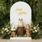 Stretchy Arch Backdrop Cover with Birthday Sign, White, 7.2FT in White, alternate view 2