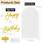 Stretchy Arch Backdrop Cover with Birthday Sign, White, 7.2FT in White, alternate view 3