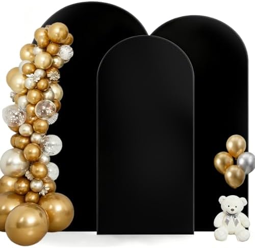 Stretchy Black Arch Backdrop Cover Set of 3-7.2ft, 6.6ft, 6ft