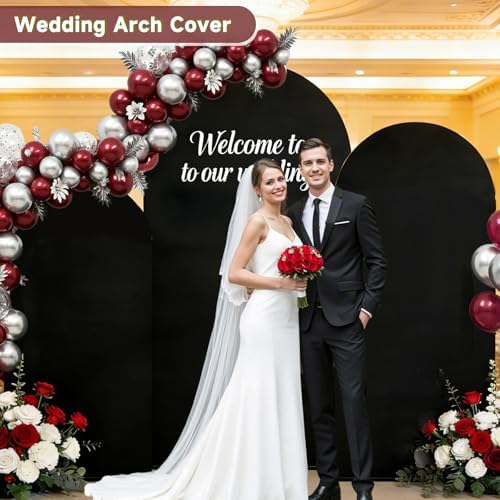 Stretchy Black Arch Backdrop Cover Set of 3-7.2ft, 6.6ft, 6ft, alternate view 2