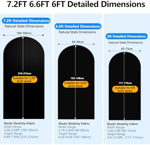 Stretchy Black Arch Backdrop Cover Set of 3-7.2ft, 6.6ft, 6ft, alternate view 3