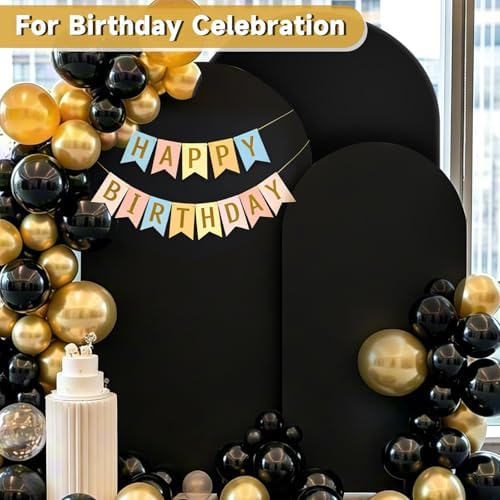 Stretchy Black Arch Backdrop Cover Set of 3-7.2ft, 6.6ft, 6ft, alternate view 5