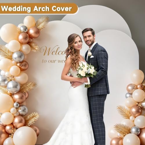 Stretchy White Arch Backdrop Cover Set of 3-7.2ft, 6.6ft, 6ft, alternate view 2