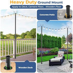 String Light Pole 8 FT Adjustable, 1 Pack Heavy Duty 1.5" Rustproof Metal Mounting Pole for Deck, Fence, Patio, alternate