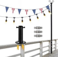String Light Poles, 12.6 FT Light Poles for Outside Patio, Outdoor Deck Lighting Poles with Brackets for Fence