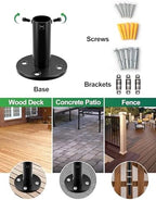 String Light Poles, 12.6 FT Light Poles for Outside Patio, Outdoor Deck Lighting Poles with Brackets for Fence, alternate