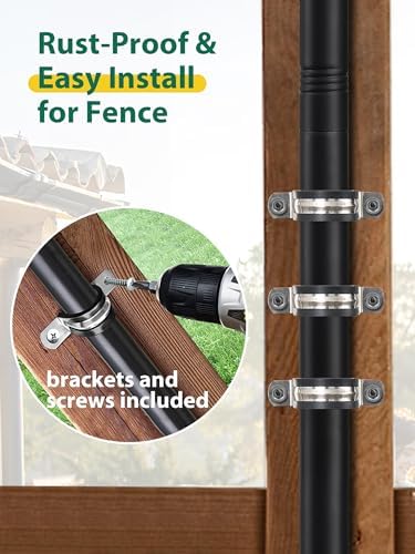 String Light Poles, 12.6 FT Light Poles for Outside Patio, Outdoor Deck Lighting Poles with Brackets for Fence, alternate