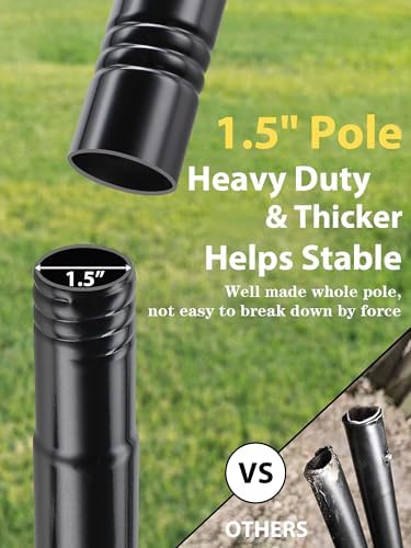 String Light Poles, 12.6 FT Light Poles for Outside Patio, Outdoor Deck Lighting Poles with Brackets for Fence, alternate