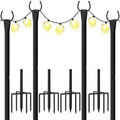 String Light Poles 4-Pack - 10FT, 5-Prong Base for Patio Deck