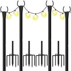 String Light Poles 4-Pack - 10FT, 5-Prong Base for Patio Deck