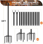 String Light Poles 4-Pack - 10FT, 5-Prong Base for Patio Deck, alternate view 2