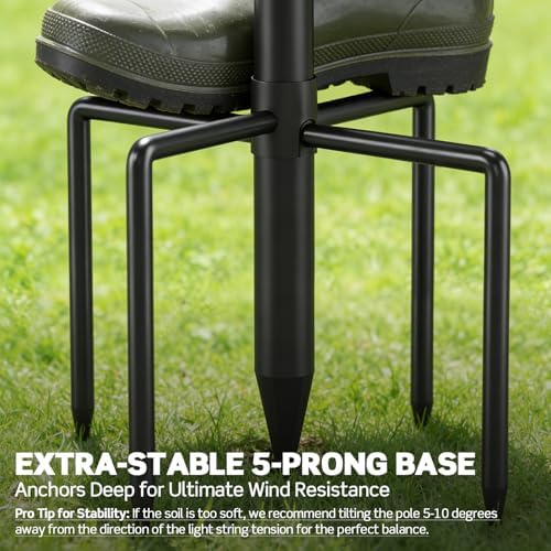 String Light Poles 4-Pack - 10FT, 5-Prong Base for Patio Deck, alternate view 4