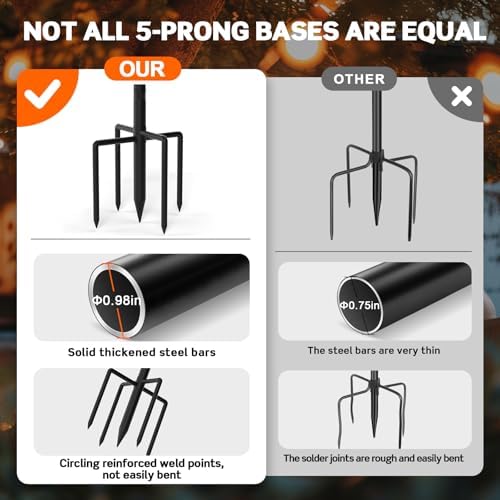 String Light Poles 4-Pack - 10FT, 5-Prong Base for Patio Deck, alternate view 5