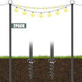 String Light Poles for Outdoor 2 Pack,10 Ft Outside String Light Pole for String Lights, Backyard Patio Light
