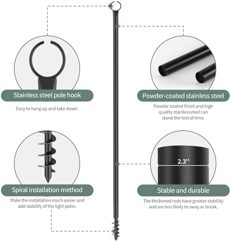 String Light Poles for Outdoor 2 Pack,10 Ft Outside String Light Pole for String Lights, Backyard Patio Light, alternate view