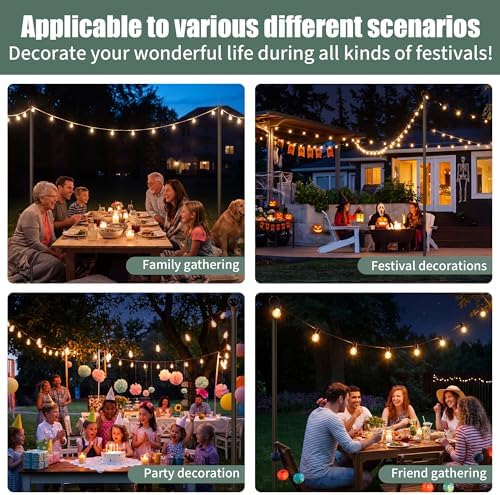 String Light Poles for Outdoor 2 Pack,10 Ft Outside String Light Pole for String Lights, Backyard Patio Light, alternate view