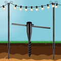 String Light Poles for Outside 10 FT, 2 Pack Outdoor Patio Poles for Hanging String Lights, Heavy Duty Metal