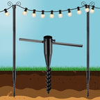 String Light Poles for Outside 10 FT, 2 Pack Outdoor Patio Poles for Hanging String Lights, Heavy Duty Metal