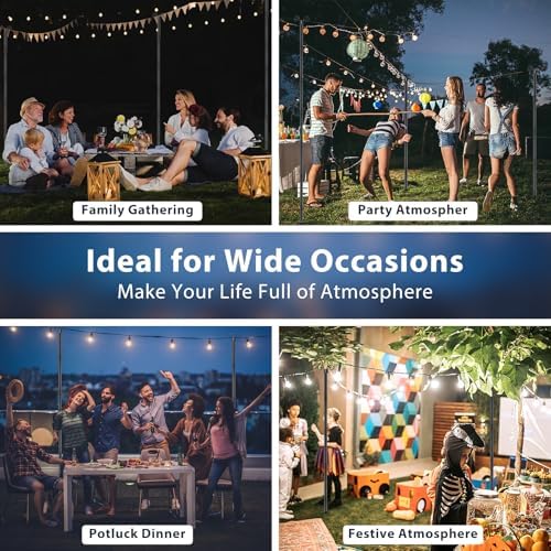 String Light Poles for Outside 10 FT, 2 Pack Outdoor Patio Poles for Hanging String Lights, Heavy Duty Metal, alternate view