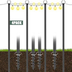 String Light Poles for Outside 4 Pack, 10.5 Feet Outdoor String Lights Poles for String Lights, Backyard Patio