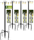 String Light Poles for Outside, 4 Pack 10 ft Adjustable Light Poles