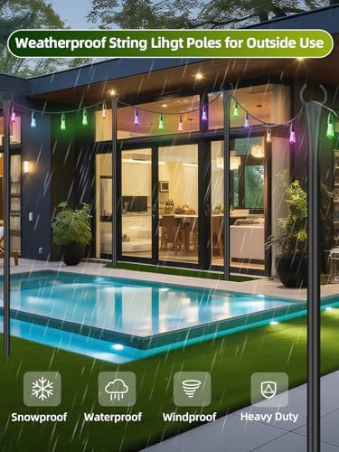 String Light Poles for Outside, 4 Pack 10 ft Adjustable Light Poles, alternate view 4