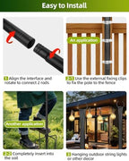 String Light Poles for Outside, 4 Pack 10 ft Adjustable Light Poles, alternate view 6