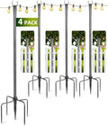 String Light Poles for Outside, 4 Pack 10 ft Frosted Silver Poles