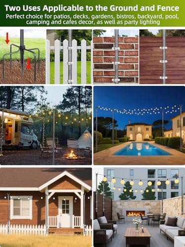 String Light Poles for Outside, 4 Pack 10 ft Frosted Silver Poles, alternate view 2