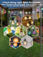 String Light Poles for Outside, 4 Pack 10 ft Frosted Silver Poles, alternate view 3