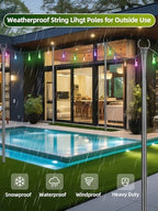 String Light Poles for Outside, 4 Pack 10 ft Frosted Silver Poles, alternate view 4