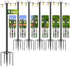String Light Poles for Outside, 6 Pack 10 ft Adjustable Light Poles