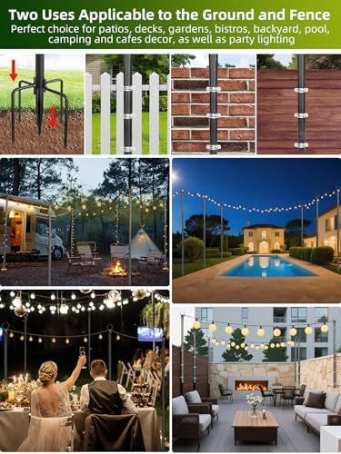 String Light Poles for Outside, 6 Pack 10 ft Adjustable Light Poles, alternate view 2