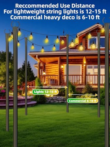 String Light Poles for Outside, 6 Pack 10 ft Adjustable Light Poles, alternate view 5