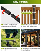String Light Poles for Outside, 6 Pack 10 ft Adjustable Light Poles, alternate view 6