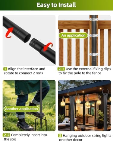 String Light Poles for Outside, 6 Pack 10 ft Adjustable Light Poles, alternate view 6