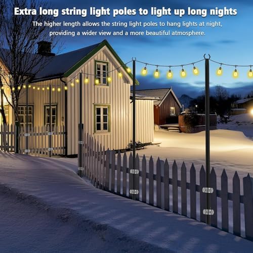 String Light Poles, Metal Poles for Hanging Outdoor Light Strings, Light Poles Stand for Outside Garden, Patio, alternate